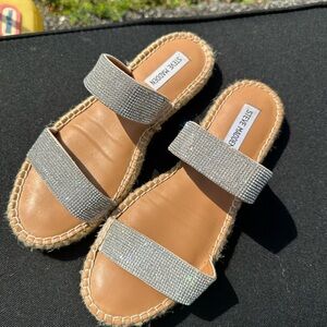 Steve Madden Silver and Tan Women's Sandals